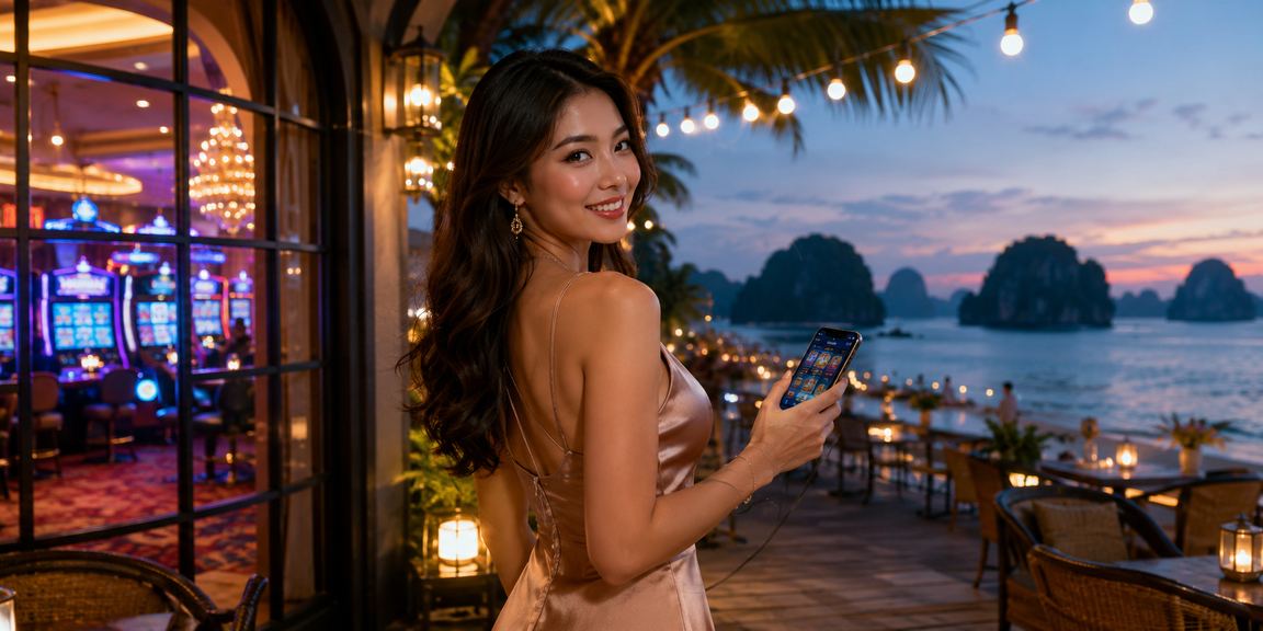 Người chơi truy cập casino trực tuyến trên điện thoại tại vịnh Hạ Long